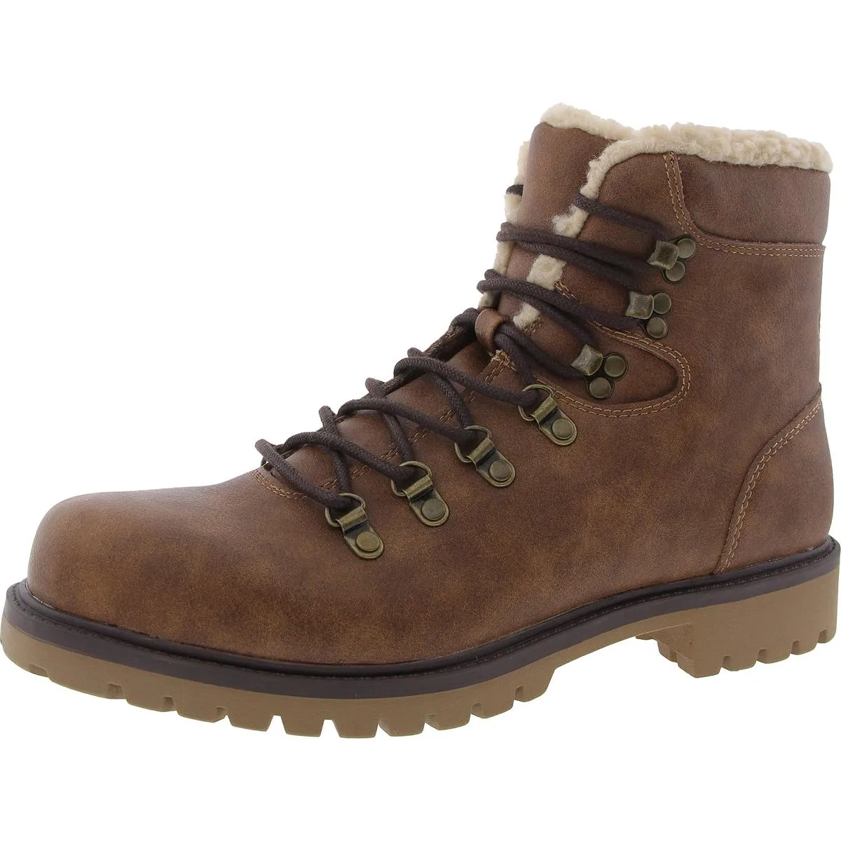 Kyson Womens Faux Leather Cozy Winter & Snow Boots