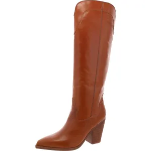 Lenore  Womens Leather Block Heel Knee-High Boots