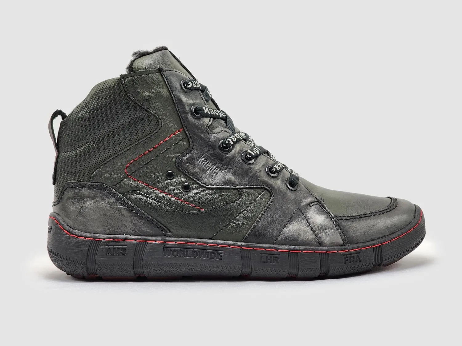 Men's Comfort Thick Fur-Lined Zip-Up Leather Boots In Olive
