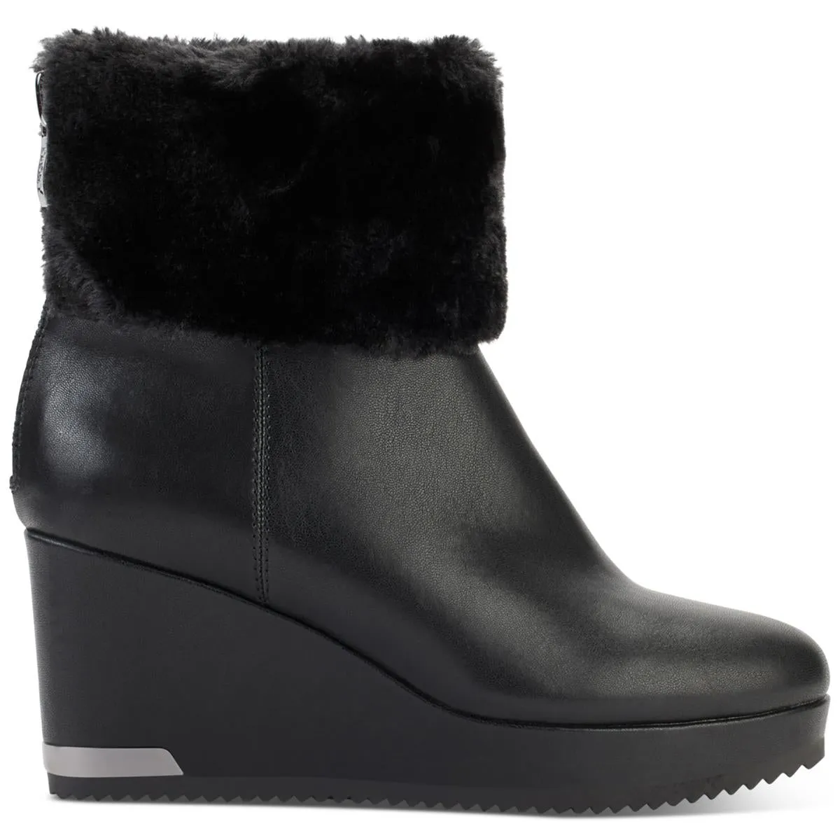 Nadra Womens Faux Leather Wedge Boots