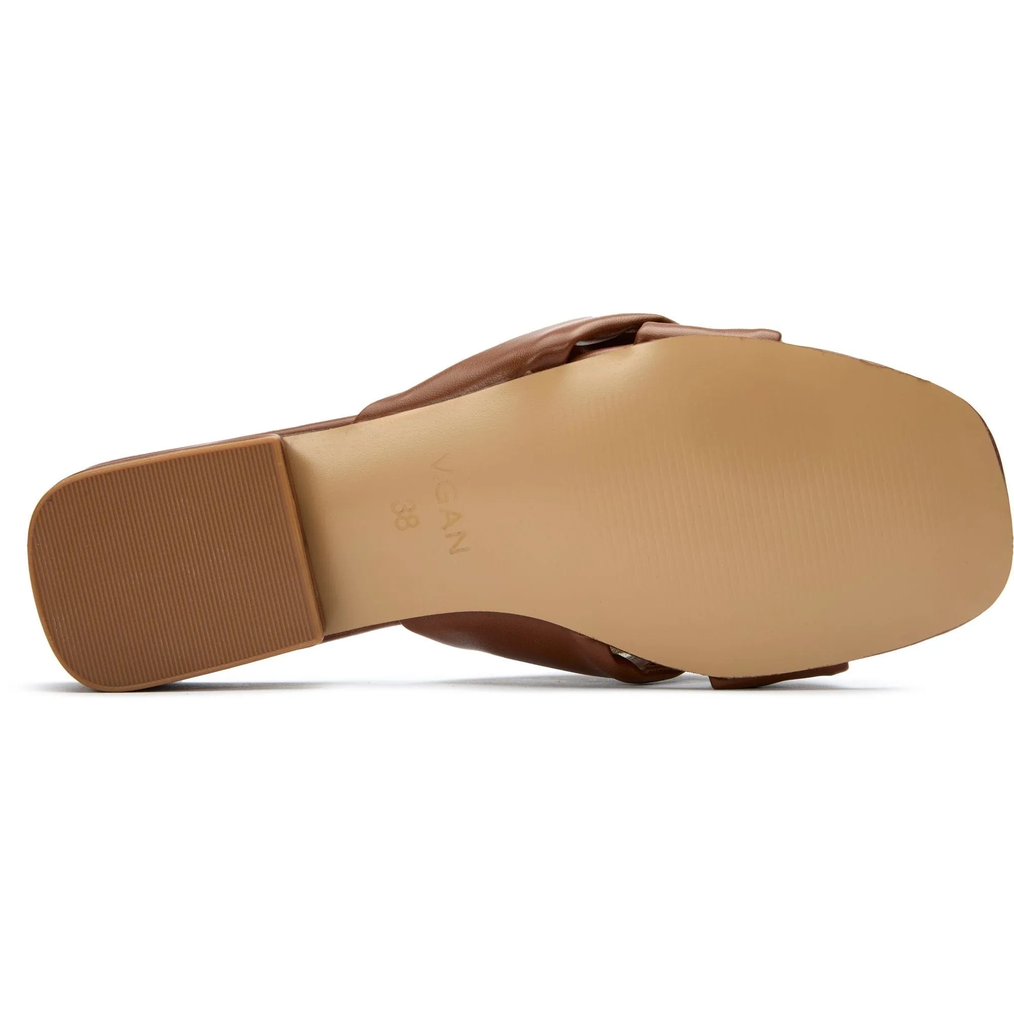 Salsify Women's Vegan Leather Knot Slide Sandals | Tan