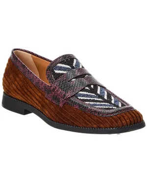 TOD��s Kate Gommino Velvet & Embossed Leather Loafer