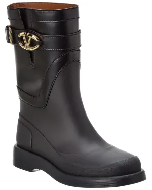 Valentino Vlogo Rubber & Leather Rain Boot