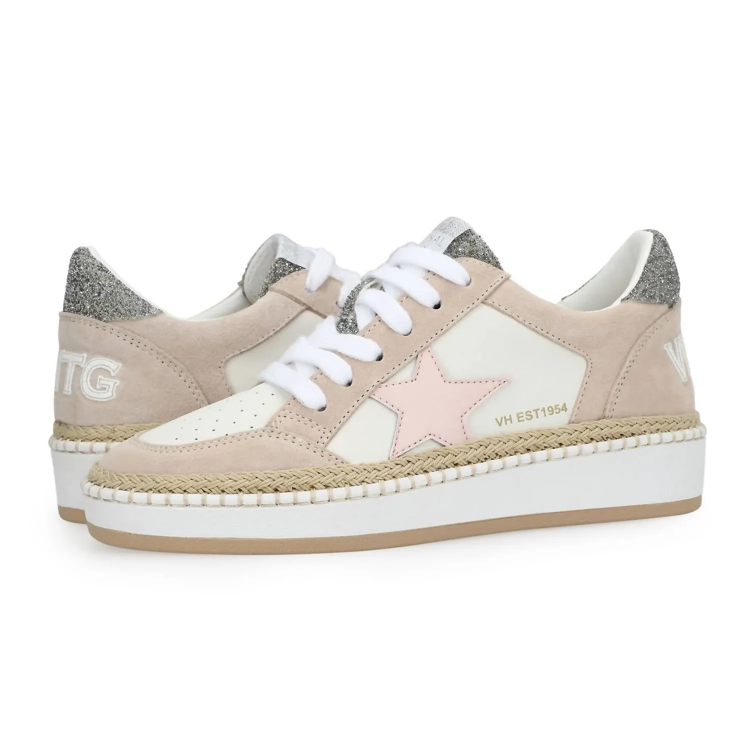 Women's Denisse Star Sneaker In Raffia/pink/silver